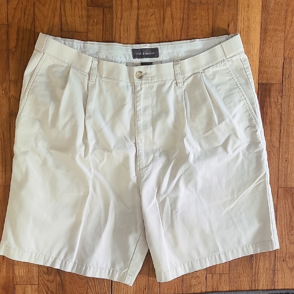 Croft & Barrow Cream‎ Flat Front Summer Shorts 100% Cotton Golf Preppy 38 Mens